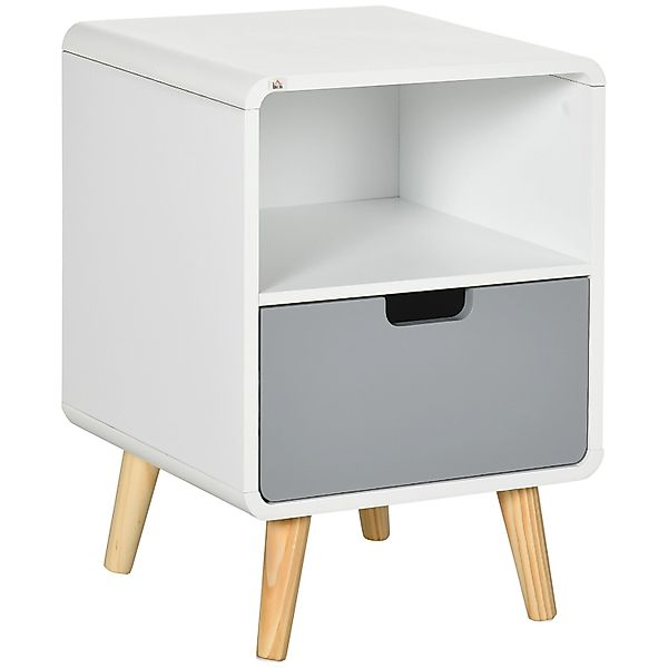 HOMCOM Nachttisch mit Schublade Offenem Fach Weiß  40 x 38 x 58 cm günstig online kaufen