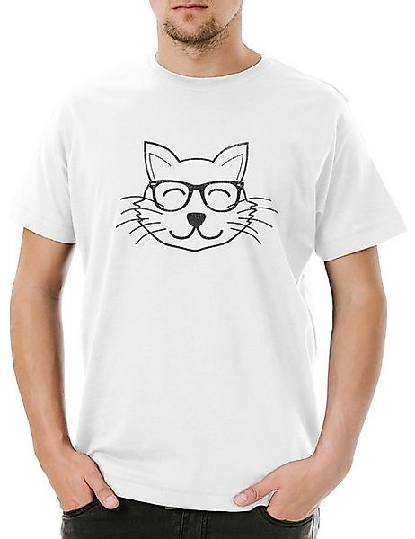 Urban Backwoods Print-Shirt Urban Backwoods Nerd Kitty Herren T-Shirt Weiß günstig online kaufen