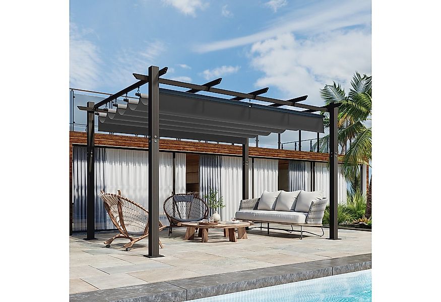 GUNJI Pergola 3x3/3x4m Winterfest, Magnetisch befestigte Aluminium-Pergola, günstig online kaufen