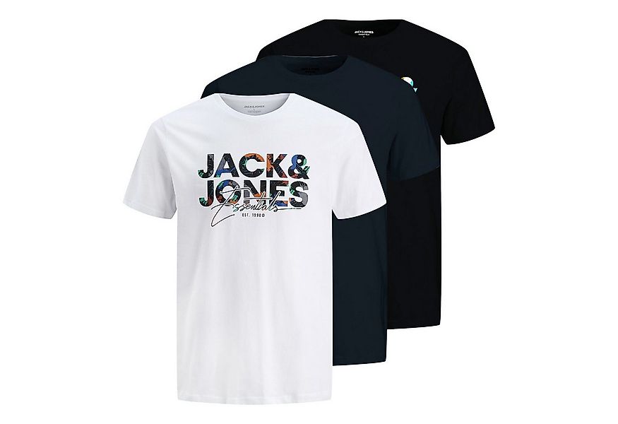 Jack & Jones T-Shirt 3er Pack JJGEPLAS Tee SS Crew Neck mit Print auf der V günstig online kaufen