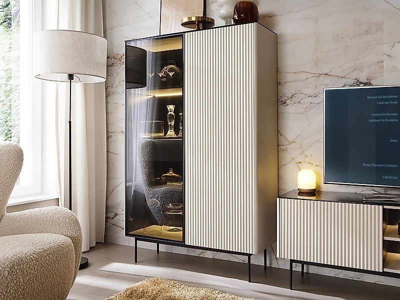 Compleo Standvitrine mit Schublade,gehärtetes Glas, Klassisch Vitrine mit M günstig online kaufen