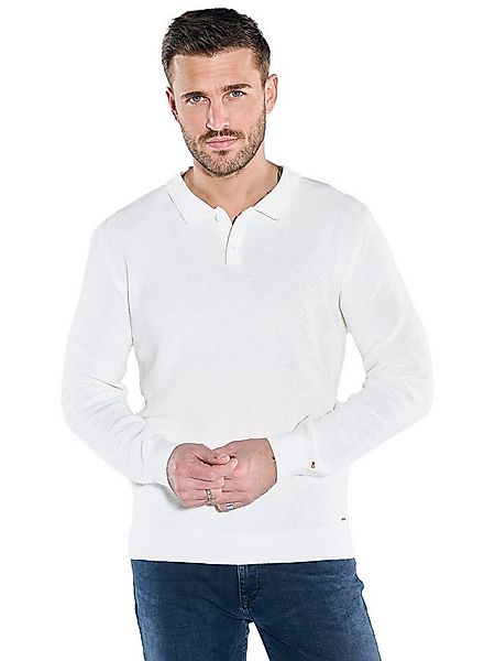 emilio adani Strickpullover Herren Pullover mit Polo-Kragen, Reinweiss günstig online kaufen