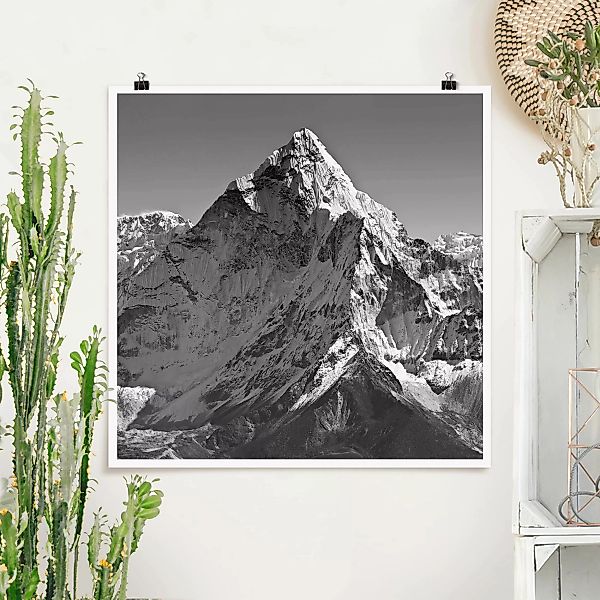 Poster Schwarz-Weiß - Quadrat Der Himalaya II günstig online kaufen