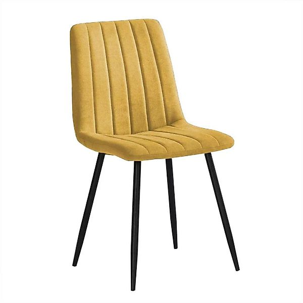 Gelbe Esstisch Stühle modern aus Webstoff Metall (4er Set) günstig online kaufen