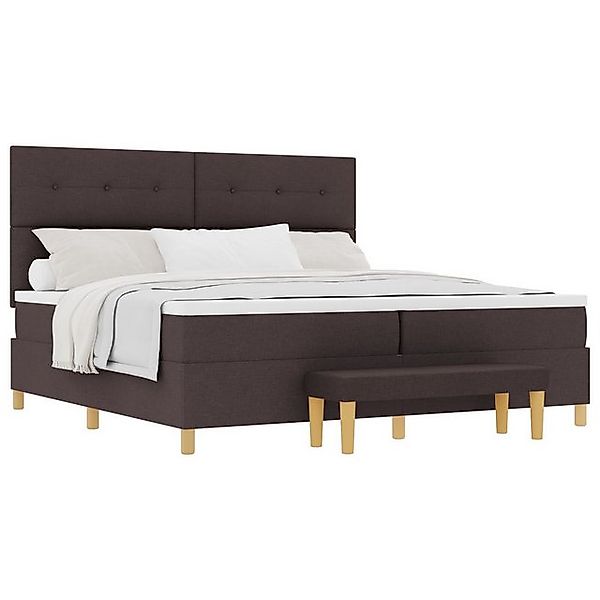 vidaXL Bett Boxspringbett mit Matratze & Bank Dunkelbraun 200x200 cm Stoff günstig online kaufen