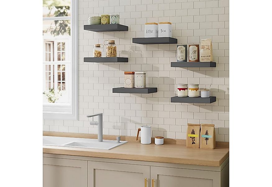 Woltu Wandregal, 6-tlg., 6er, Regal freischwebend, DIY mit unterschiedlich günstig online kaufen