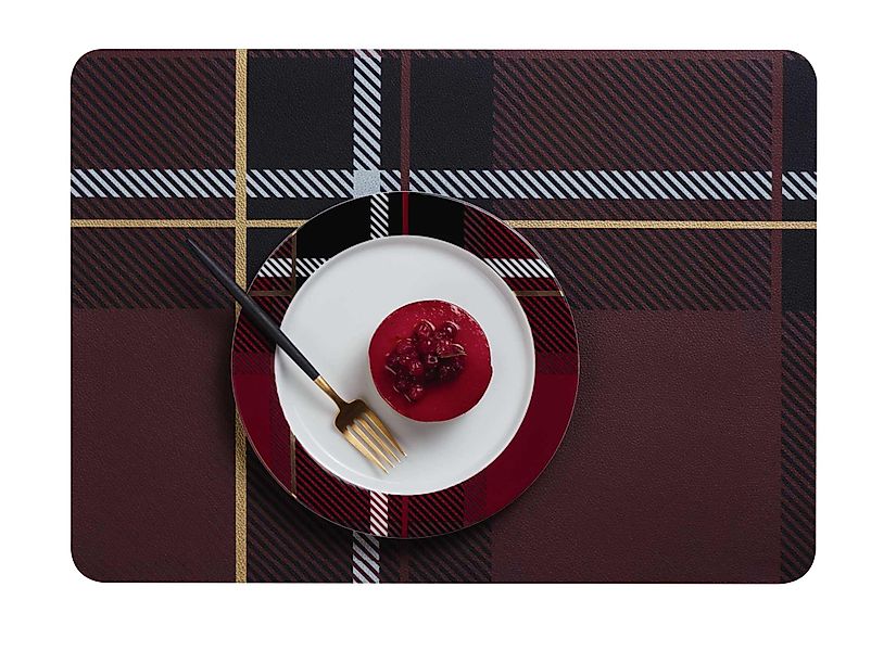 Tischset Tartan – Platzset 33 x 24 cm mit Karomuster, PVC matt rot günstig online kaufen