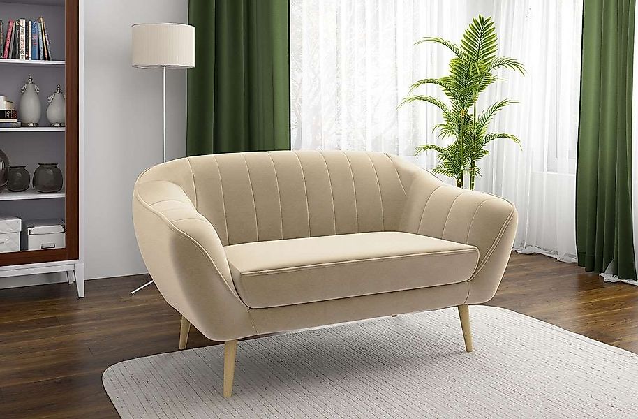 MKS MÖBEL Sofa GAJA 2 Sitzer, Set, Buchenbeine, T30-Schaum, Dekorative Näht günstig online kaufen