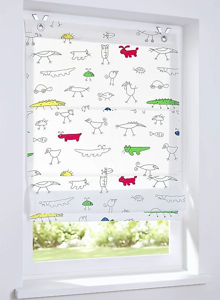 Kutti Raffrollo "Lasse" mit Hakenaufhängung ohne Bohren freihängend Baumwol günstig online kaufen