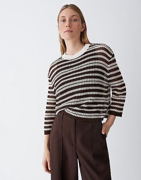 OPUS Strickpullover Gestreifter Strickpullover aus Baumwoll-Mix Leichter Gr günstig online kaufen