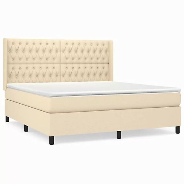 vidaXL Boxspringbett Boxspringbett mit Matratze Creme 180x200 cm Stoff Bett günstig online kaufen