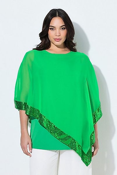 Ulla Popken Druckbluse Bluse Chiffon-Überwurf U-Boot-Ausschnitt 3/4-Arm günstig online kaufen