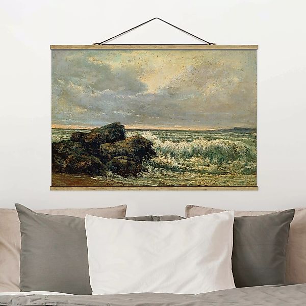 Stoffbild Strand mit Posterleisten - Querformat Gustave Courbet - Die Welle günstig online kaufen