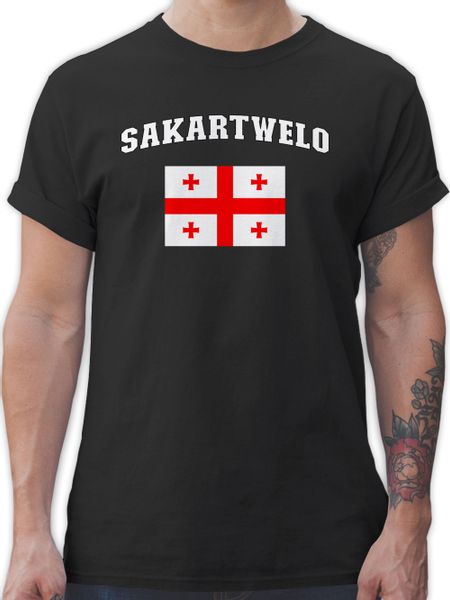 Shirtracer T-Shirt Sakartwelo Schriftzug mit Flagge, günstig online kaufen