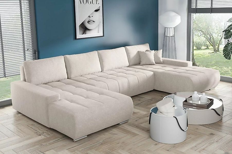 Compleo Ecksofa mit Schlaffunktion aus Velourstoff MONA, mit Bettkasten, U- günstig online kaufen