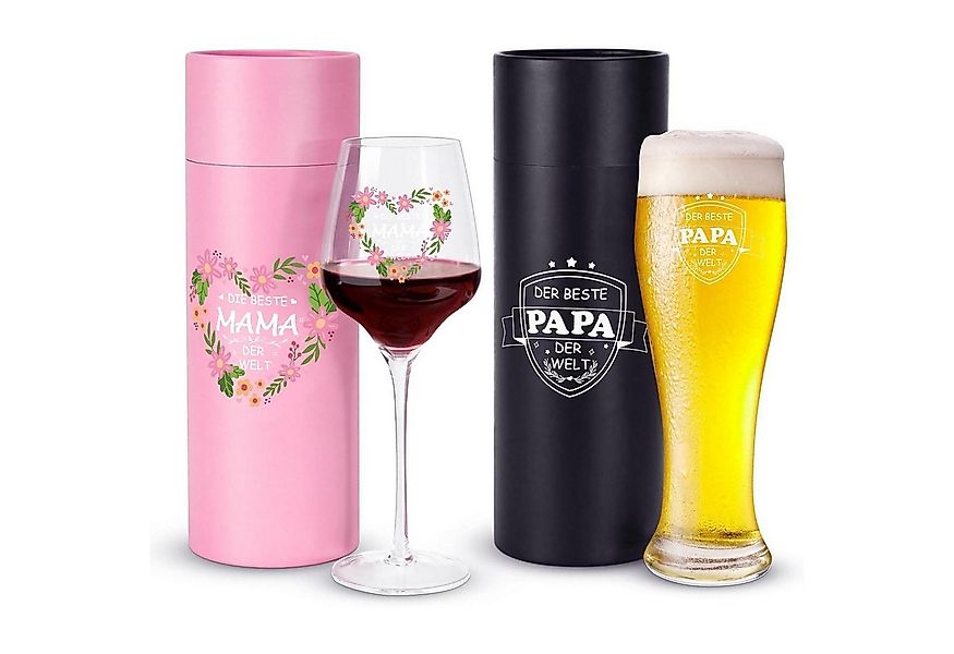 LuxusKollektion Badaccessoire-Set Weingläser und Bierglas Geschenkset mit G günstig online kaufen
