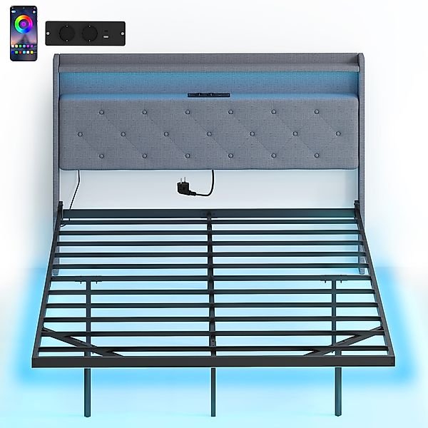 HOMCOM Bettgestell 140 x 190 cm mit Lattenrost, schwebendes Doppelbett mit günstig online kaufen
