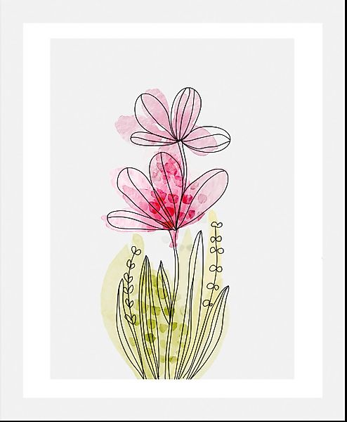 queence Bild »Aquarell Blume Pink«, Blumen-Blumenbilder-Pflanzen-Pflanzenbi günstig online kaufen