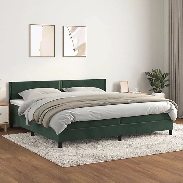 vidaXL Boxspringbett Boxspringbett mit Matratze Dunkelgrün 200x200 cm Samt günstig online kaufen