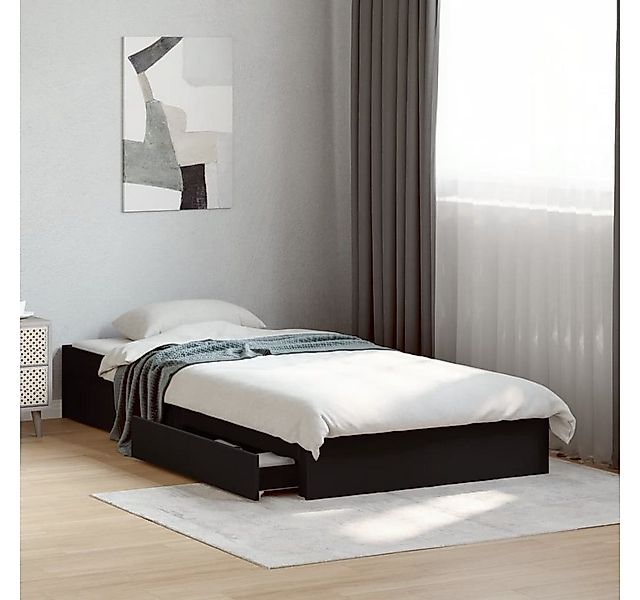 vidaXL Bett, Bettgestell mit Schubladen Schwarz 100x200 cm Holzwerkstoff günstig online kaufen