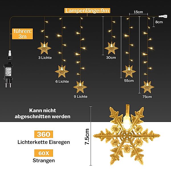 XERSEK LED-Lichtervorhang LED Lichtervorhang 9M Weihnachts günstig online kaufen