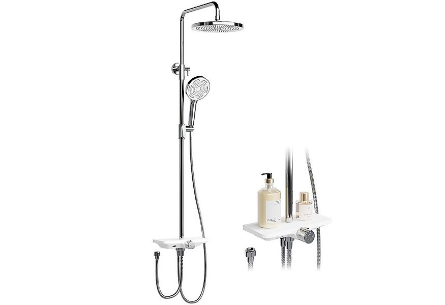 GarveeMore Brausegarnitur Regendusche Duschsystem mit Ablage 3-Funktion höh günstig online kaufen