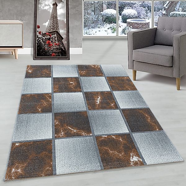 Carpettex Frisé-Teppich Kariert Design, Läufer, Höhe: günstig online kaufen