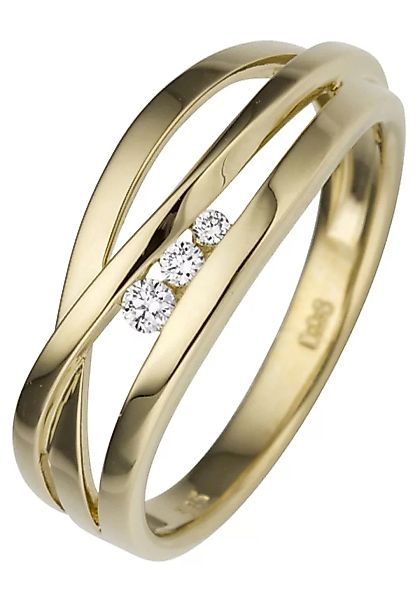 JOBO Diamantring, breit 585 Gold mit 3 Diamanten günstig online kaufen