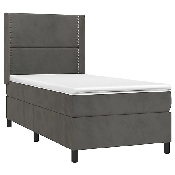 vidaXL Boxspringbett mit Matratze & LED Dunkelgrau 100x200 cm Samt 3139488 günstig online kaufen