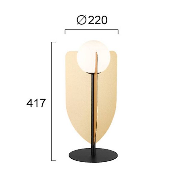 Tischlampe Fedora, Höhe 42 cm, goldfarben, Metall/Glas günstig online kaufen