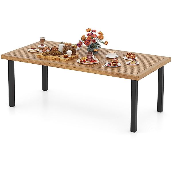 COSTWAY Gartentisch, mit Schirmloch, rechteckig, Akazienholz, günstig online kaufen