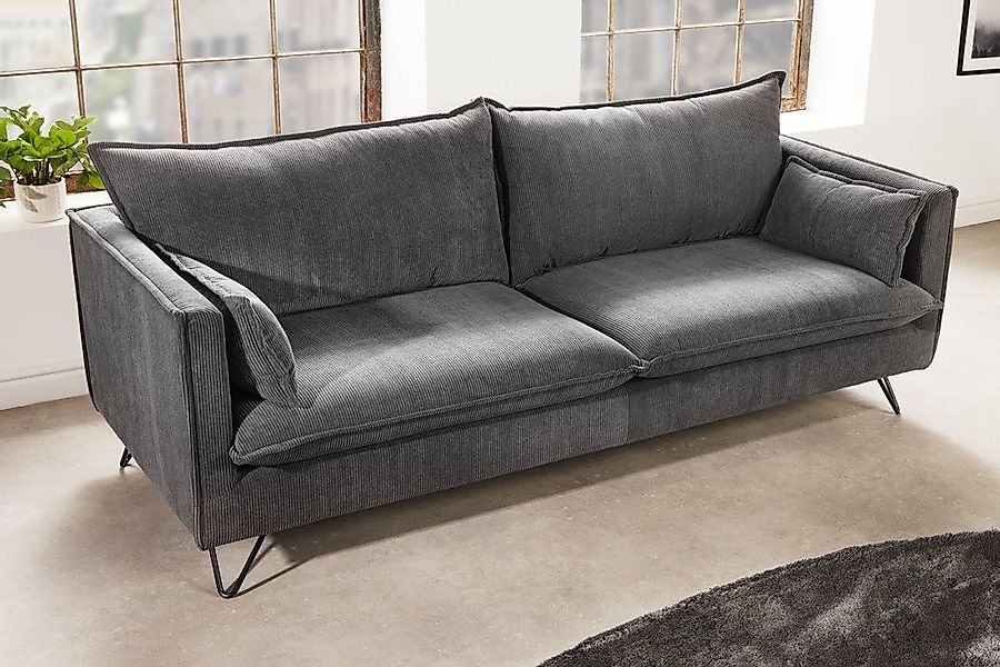 riess-ambiente 3-Sitzer ROCCO 195cm grau · Sofa mit Cord-Bezug & Federkern- günstig online kaufen