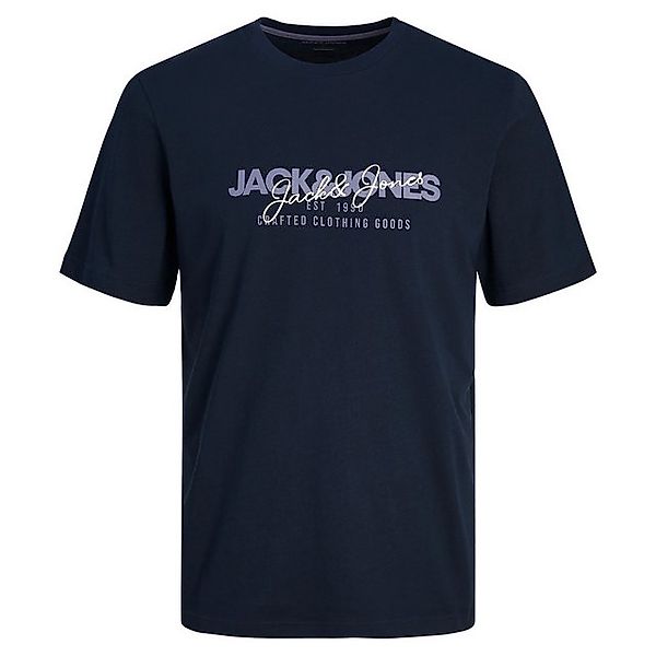 Jack & Jones Rundhalsshirt Große Größen Herren Shirt navy Logoprint JJALVIS günstig online kaufen