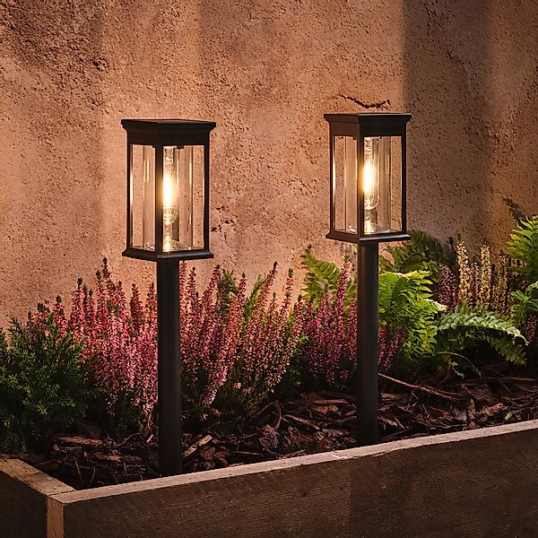 2er-Set "Cragside" Solar-Gartensteckleuchten mit warmweißer LED günstig online kaufen