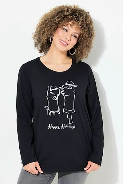 Ulla Popken Longsleeve Weihnachtsshirt Classic Rundhals Langarm günstig online kaufen