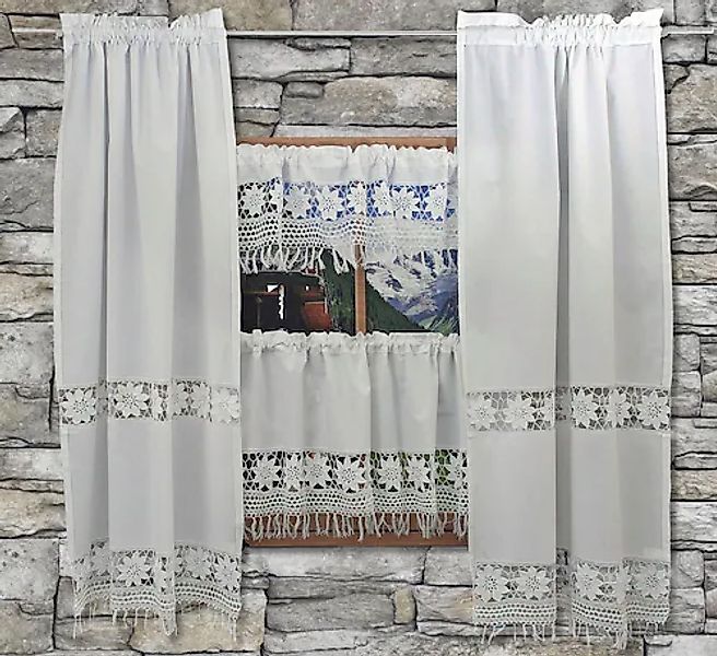 HOSSNER - ART OF HOME DECO Querbehang »Zugspitze«, (1 St.), Häkelspitze - E günstig online kaufen