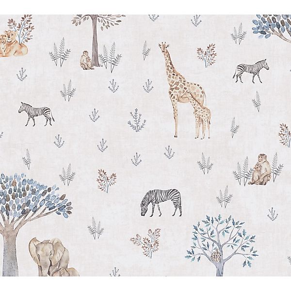 A.S. Creation Vliestapete Tiere 10,05 m x 0,53 m Beige-Blau FSC® günstig online kaufen