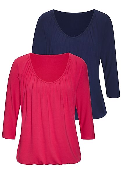 LASCANA 3/4-Arm-Shirt mit zarter Raffung am günstig online kaufen