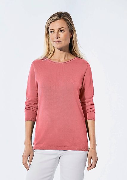 GOLDNER Strickpullover Kurzgröße: Baumwoll-Pullover, U-Boot-Ausschnitt Weic günstig online kaufen