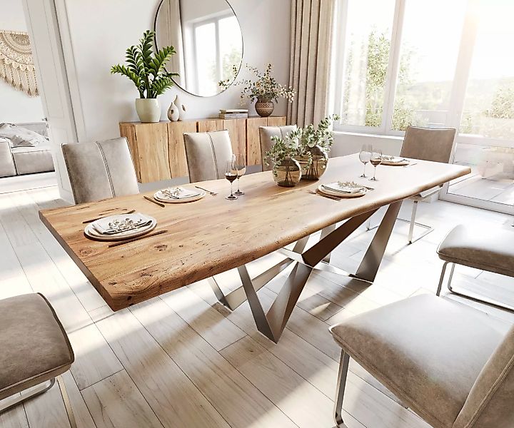 DELIFE Esstisch Edge, Akazie Natur 260x100 günstig online kaufen