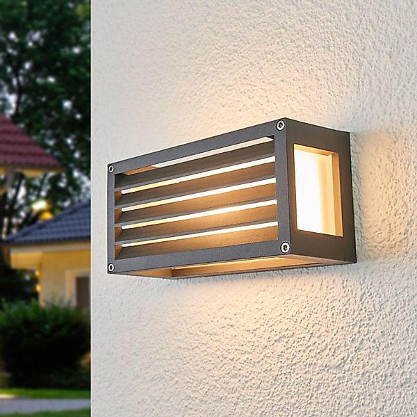 Lucande Außenwandlampe Aurelien, anthrazit, 12 cm, gestreift günstig online kaufen