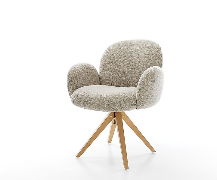 Drehstuhl Nube-Flex mit Armlehnen Webstoff Soft Beige Holzgestell kantig Na günstig online kaufen