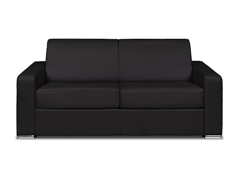 Schlafsofa mit Matratze 3-Sitzer - Büffelleder - Schwarz - Liegefläche 140 günstig online kaufen