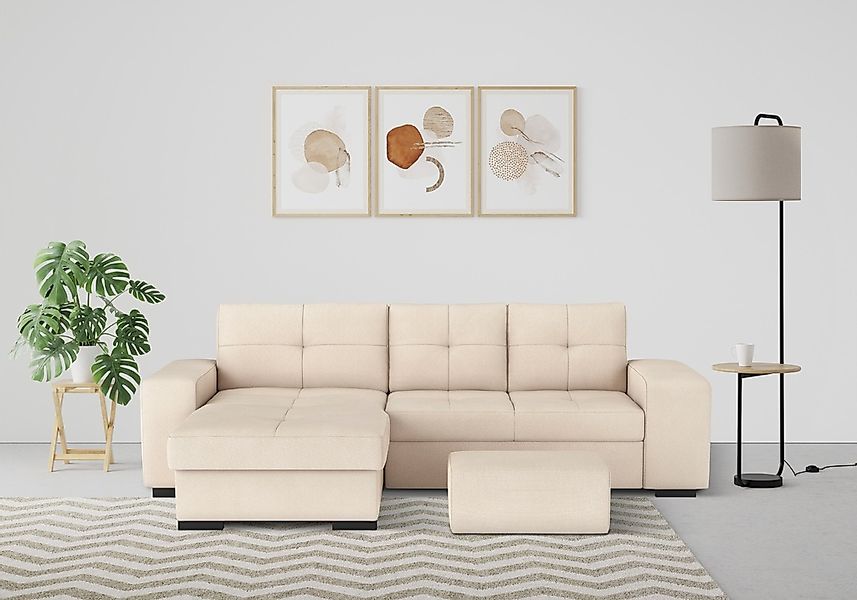 COTTA Ecksofa "Mattina L-Form", mit Hocker, wahlweise mit Bettfunktion & Be günstig online kaufen