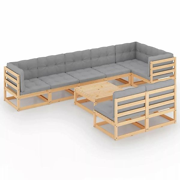 9-tlg. Garten-lounge-set Mit Kissen Massivholz Kiefer günstig online kaufen