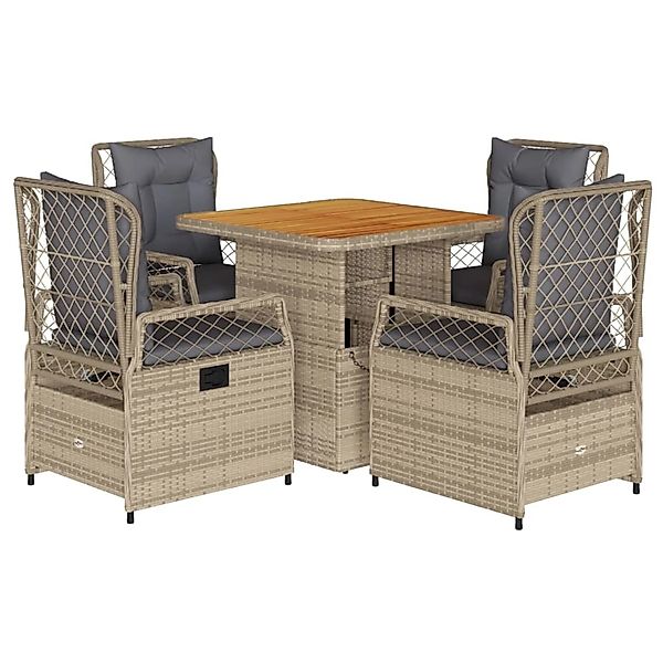 vidaXL 5-Tlg Garten-Essgruppe mit Kissen Beige Poly Rattan 3262917 günstig online kaufen