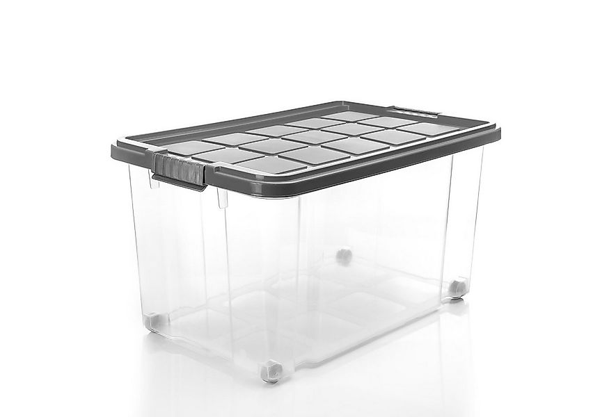BigDean Aufbewahrungsbox 2x 60 L Aufbewahrungsbox mit Deckel + Rollen stahl günstig online kaufen