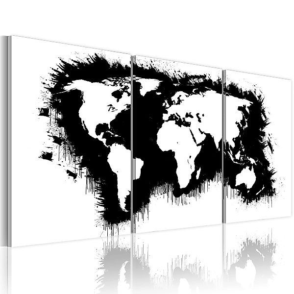 Wandbild - Weltkarte in Schwarz und Weiß günstig online kaufen