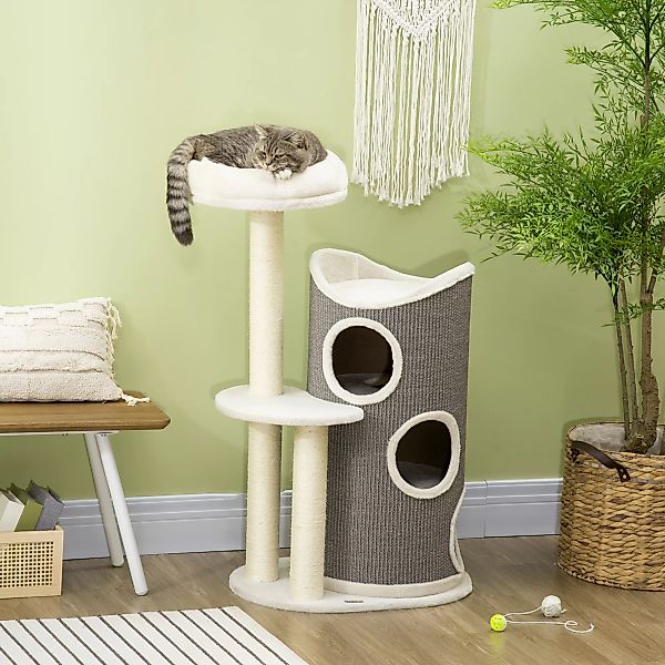 PawHut Kratzbaum mit Katzenbett u. Kratztonne günstig online kaufen