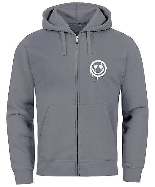Neverless Sweatjacke Sweatjacke Herren Print Smile günstig online kaufen